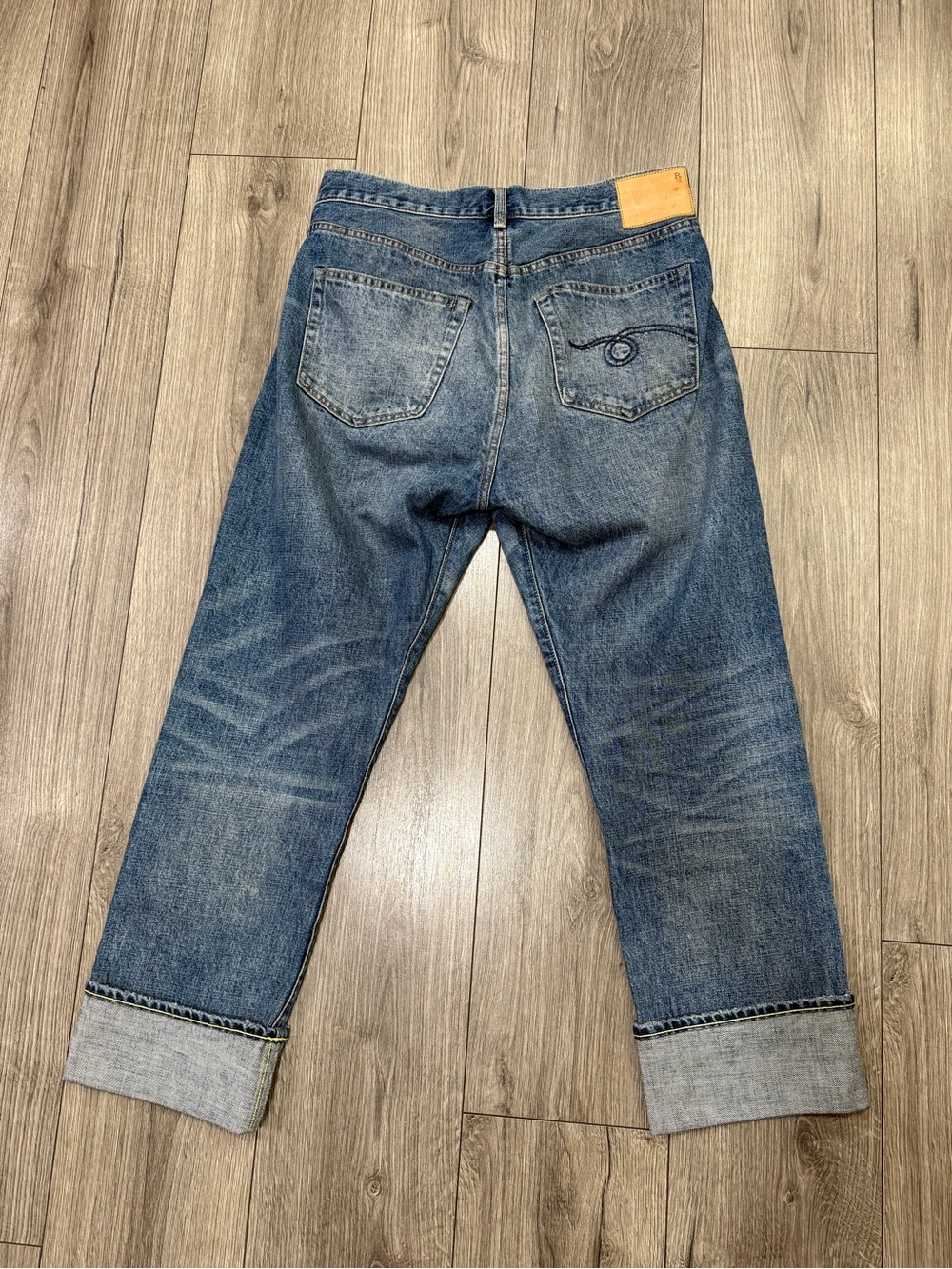 LIMITED NWT R13 Cuffed Crossover Straight Leg Jeans Estin Selvedge Blue Sz 28 - Picture 15 of 15